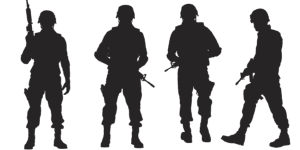 Schattenriss von vier Soldaten
