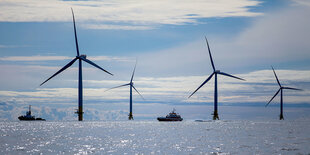 In einem Meer stehen Windräder