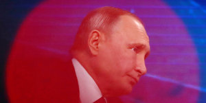 Russlands Präsident Wladimir Putin bei der Jahrespressekonferenz am Donnerstag in Moskau