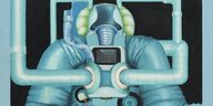 Ein Gemälde zeigt einen Roboter in einem Weltraumanzug