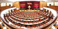 Ein großer Konferenraum, die Kommunistische Partei tagt in Hanoi, Vietnam