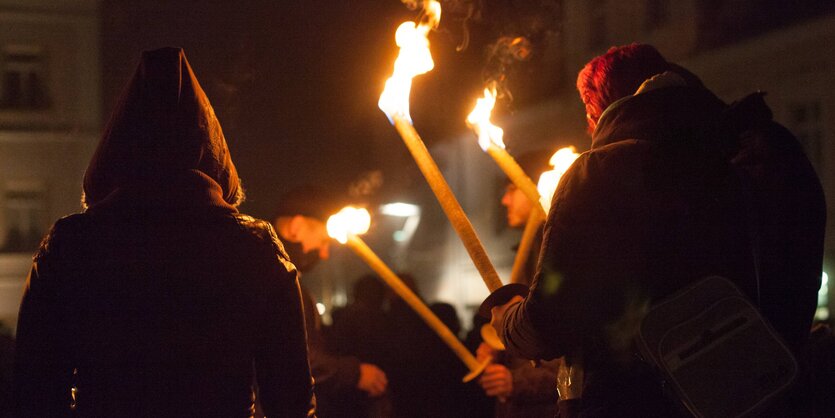 Rechtsextremer Fackelmarsch in Schneeberg, Sachsen, 2013