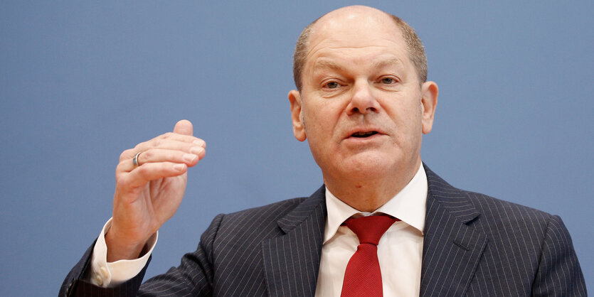 Bundesfinanzminister Olaf Scholz (SPD) bei einer Pressekonferenz zur geplanten Reform des Gesetzes zur Grundsteuer