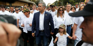Der kolumbianische Präsident Ivan Duque bei einer Demonstration in Bogota