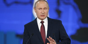 Wladimir Putin bei seiner Jährlichen Ansprache an die Nation am Mittwoch in Moskau