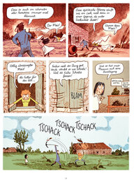 Eine Comicseite aus „Weites Land“. Es geht darum, dass der Dung auf dem Feld stinkt