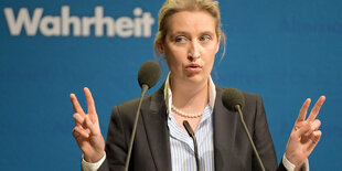 Die AfD- Bundestagsfraktionsvorsitzende Alice Weidel spricht auf dem Parteitag der AfD Baden-Württemberg