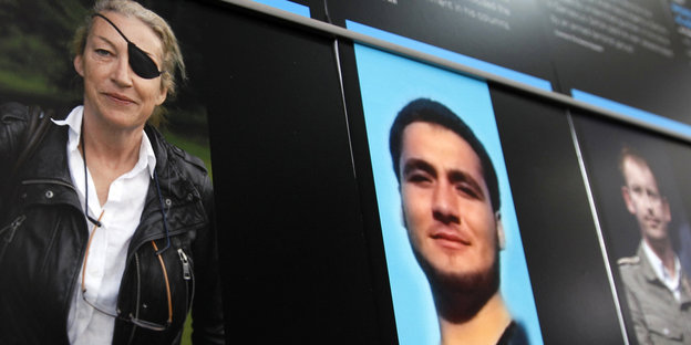 Fotos von verschiedenen Menschen, zum Beispiel von einer Frau mit Augenklappe Fotos von verschiedenen Menschen, zum Beispiel von einer Frau mit Augenklappe