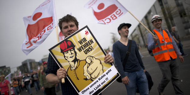 Gewerkschaft IG BCE und Kohlearbeiter demonstrieren in Berlin