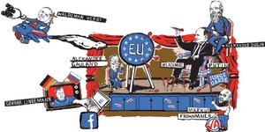 Eine Illustration zeigt Verfelchtungen zwischen europäischen Rechtspopulisten und Russland