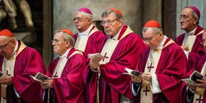 George Pell steht zwischen anderen Kardinälen und Bischöfen