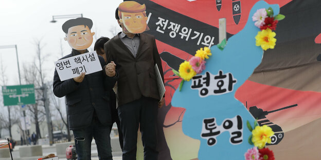 Demonstration für eine Denuklearisierung der koreanischen Halbinsel am Donnerstag in Seoul