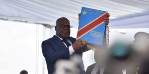 Kongos Präsident Felix Tshisekedi hält eine Rede