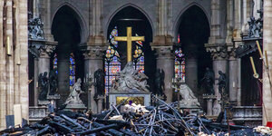 Ausgebrannte Innenfläche der Kathedrale Notre-Dame