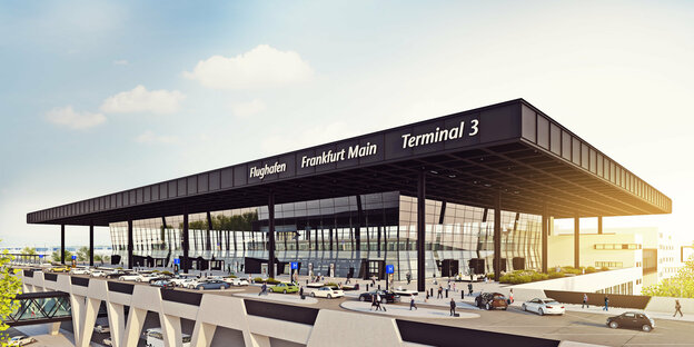 Ein Modell des neuen Terminals am Frankfurter Flughafen