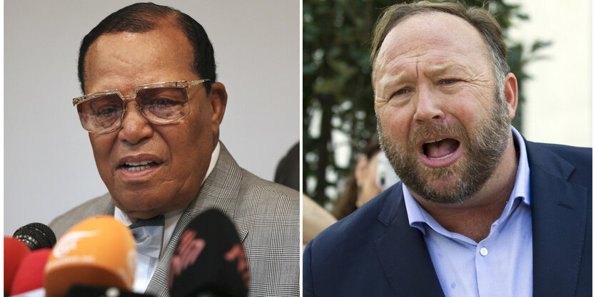 Zwei Männer, Louis Farrakhan und Alex Jones