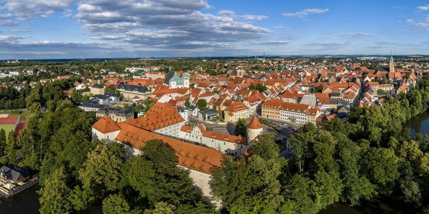 Blick auf die sächsische Stadt Freiberg