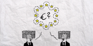 Comic: zwei Menschen mit Zäunen um den Köpfen haben eine Euro-Sprechblase über dem Kopf