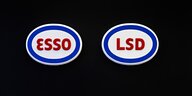 Schriftzug "LSD" im Esso-Design neben einem Esso-Logo