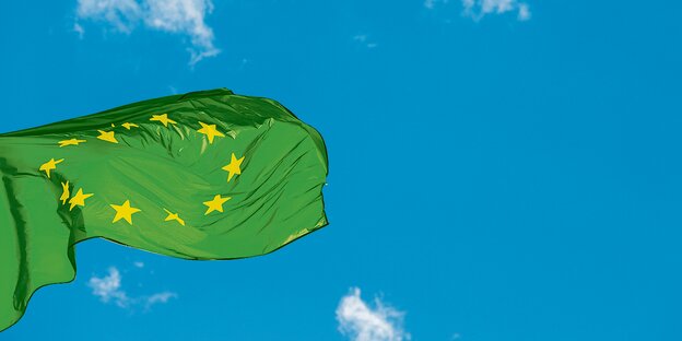 Eine grün gefärbte EU-Fahne