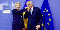 Rumäniens Ministerpräsidentin Viorica Dancila und Kommissionspräsident Jean-Claude Juncker