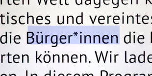 Text mit Gendersternchen beim Wort "Bürger*innen".