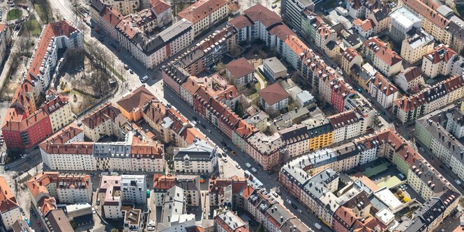 Die Innenstadt von München von oben