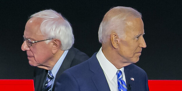 Die demokratischen Präsidentschaftskandidaten Bernie Sanders (l) und Joe Biden