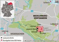 Landkarte des Brandgebiets Landkarte des Brandgebiets