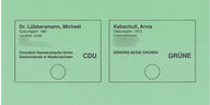 Muster eines grünen Wahlzettels in Osnabrück