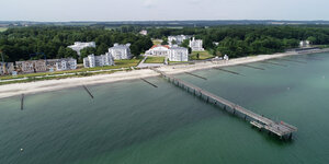 Heiligendamm:: Luftaufnahme der Ostseestrands mit Seebrücke