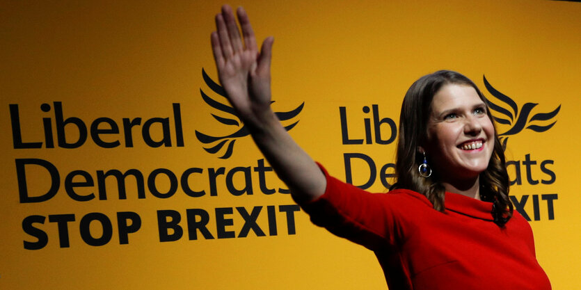 Jo Swinson vor Parteiparole "Stop Brexit"