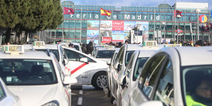 Madrid: Taxis bei einem Streik gegen Uber im Januar