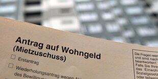 Ein Formular für einen Antrag auf Wohngeld.