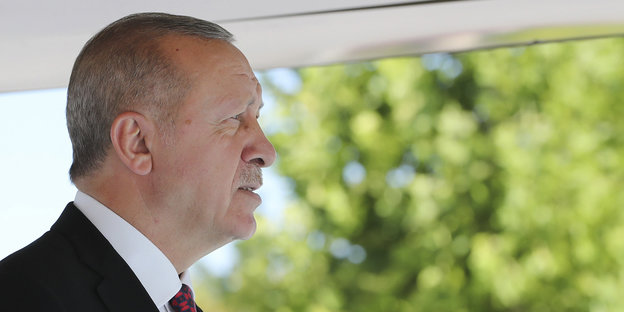 Der türkische Präsident Recep Tayyip Erdogan bei einer politischen Zeremonie