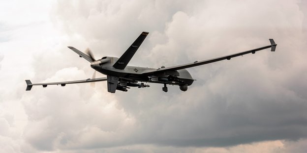 Eine US-amerikanische Reaper Drohne in der Luft