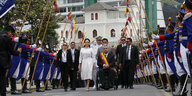 Ecuadors Präsident mit seiner Frau Rocio Gonzalez vor seiner "Lage der Nation"-Rede