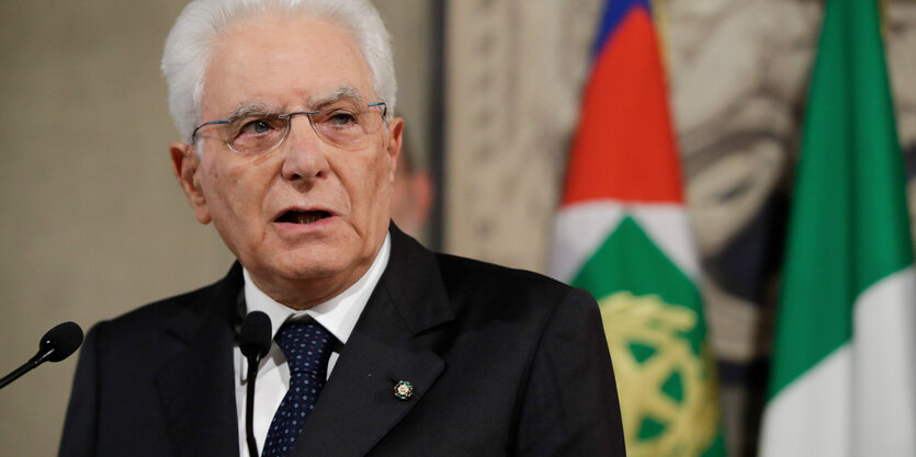 Sergio Mattarella, Präsident von Italien, spricht