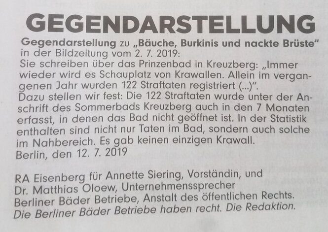 Die Gegendarstellung der „Bild“-Zeitung