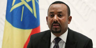 Der äthiopische Premier Abiy Ahmed bei einer Pressekonferenz