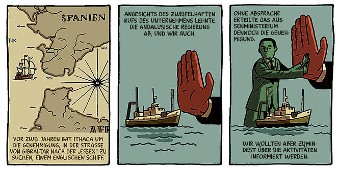 Drei Szenen aus dem Comic