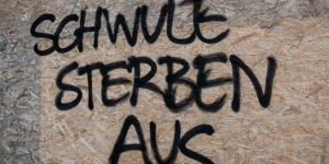 Grafitto-Schriftzug "Schwule sterben aus"
