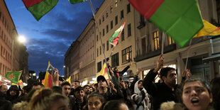 Demonstrationszug mit krudischen Fahnen