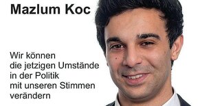 Plakat mit Mazlum Koc