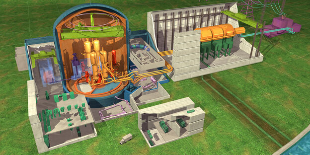 Modellzeichnung eines Atomkraftwerks