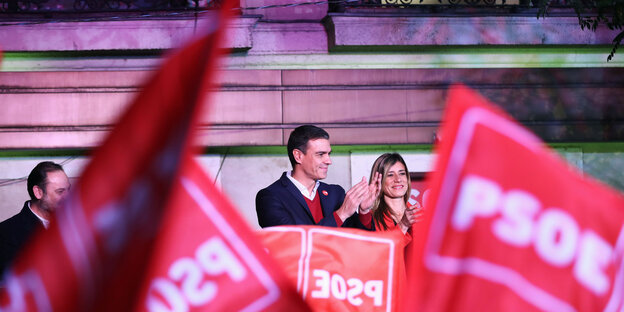 Pedro Sanches bei einer Wahlparty am 10. November in Madrid