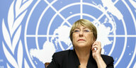 Michelle Bachelet, Hohe Kommissarin für Menschenrechte der UNO, bei einer Pressekonferenz