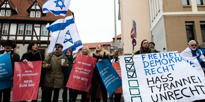 Das Bündnis gegen Antisemitismus und Antizionismus «Jachad» protestiert gegen BDS, Göttingen im März 2019