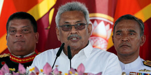 Portrait des neuen Präsidenten von Sri Lanka, Gotabaya Rajapaksa