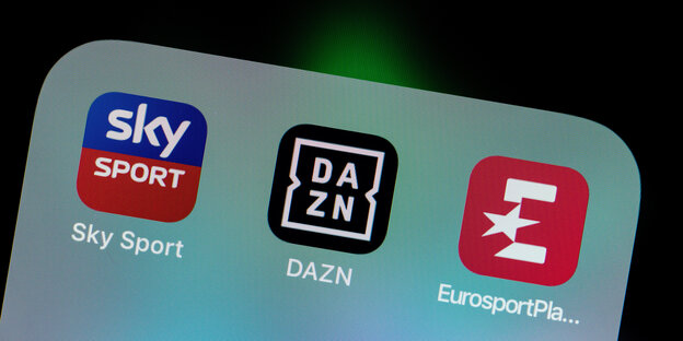 Das Logo der Dazn-App auf einem Smartphone